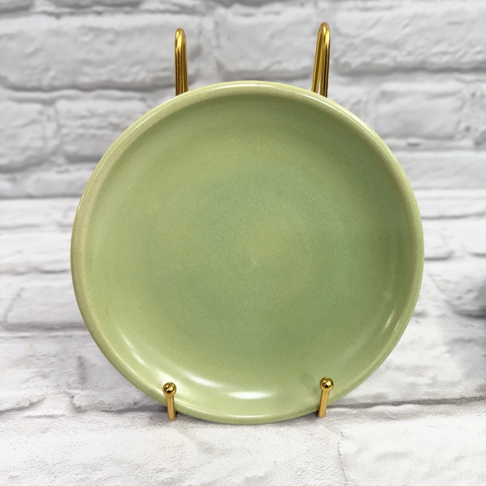 Vtg 1950’s La Solana Pottery Stoneware Salad Plates 6” Avocado Sage Green Set 4