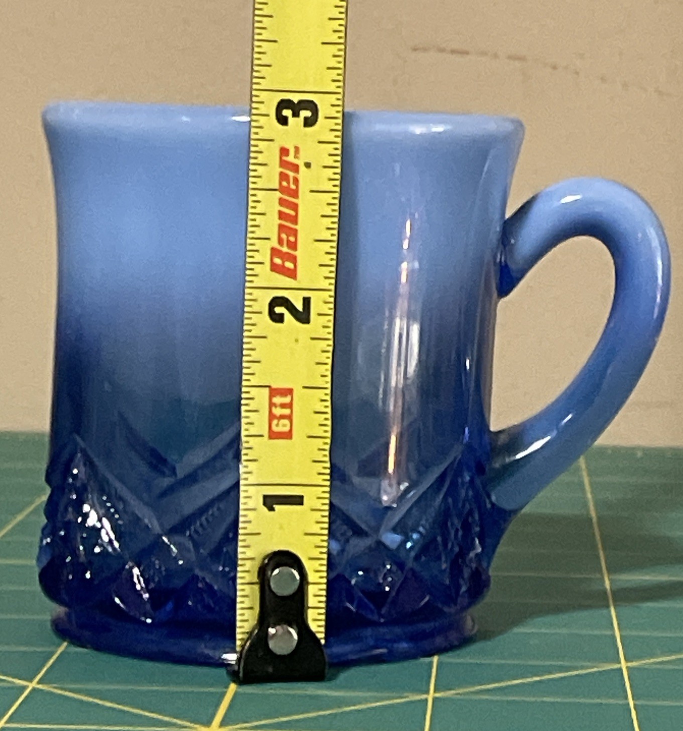 National Glass Co Northwood Opalescent Blue Diamond Spearhead Mug
