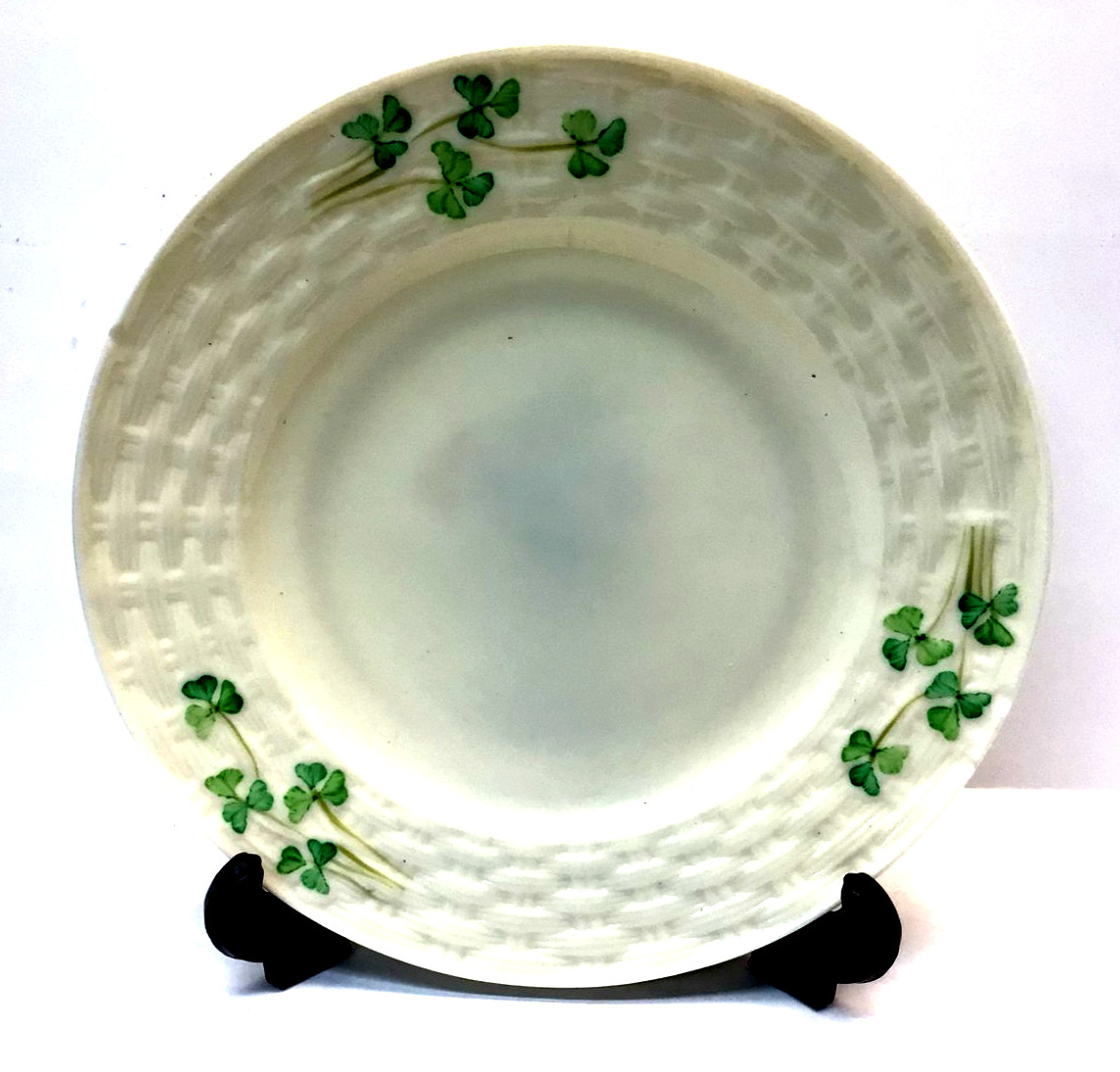 Vintage Belleek Shamrock Basket Weave 7″ Plate. Mint