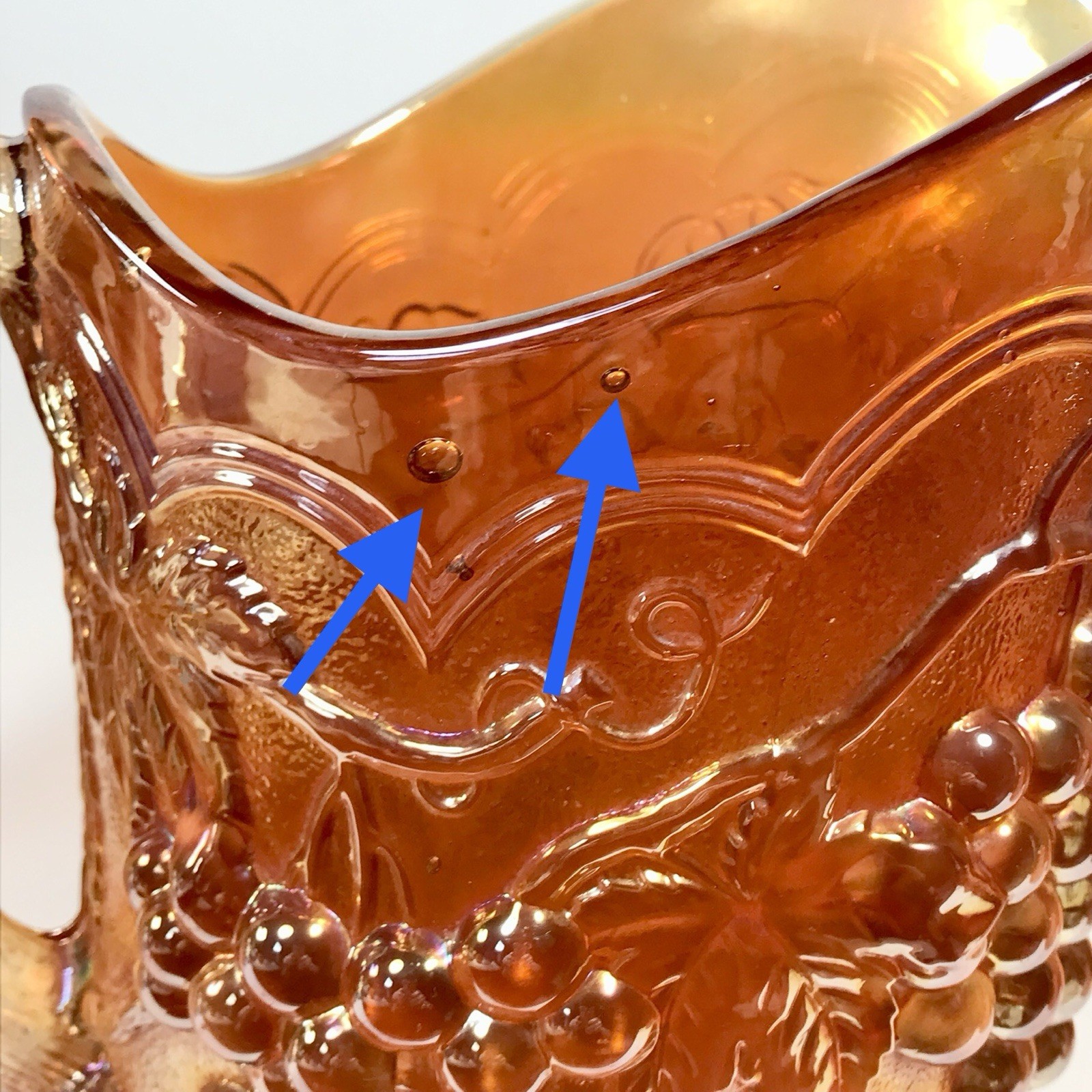 Imperial Carnival Glass Grape Pitcher And 4 Tumblers Set Marigold Orange Vintage