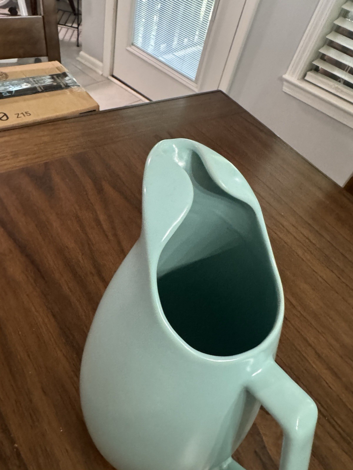 VTG La Solana Pottery Ceramic Water Pitcher Aqua Color MCM
