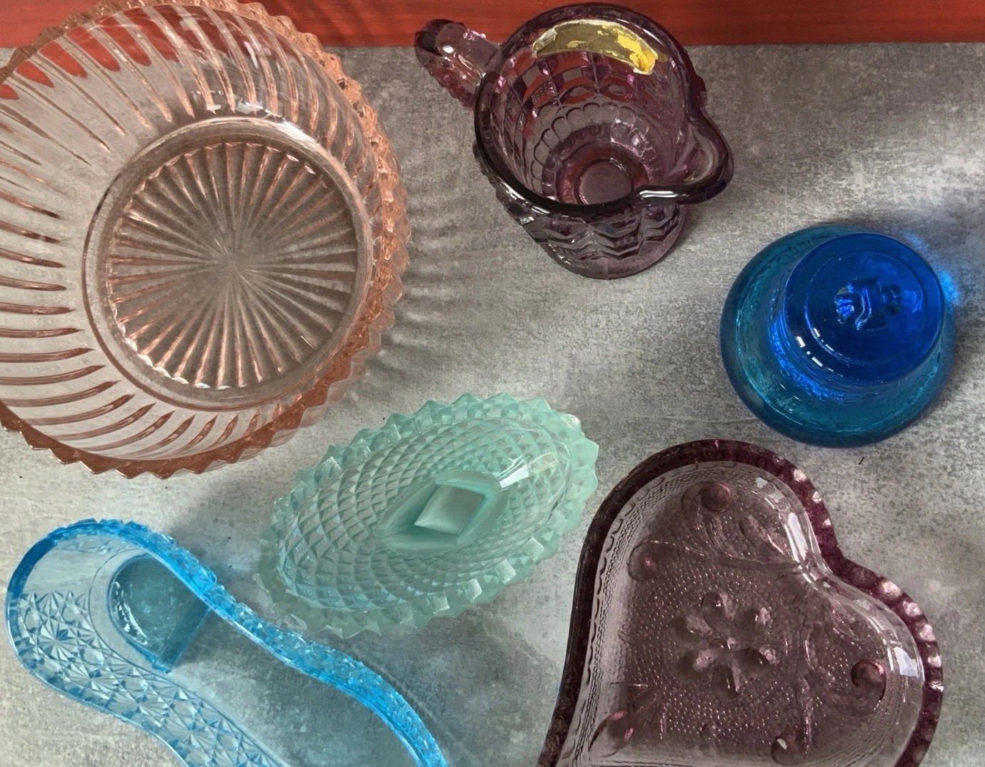 6 Pcs Depression Glass Collection Colors Variety Tappan Westmoreland Bryce Bro+