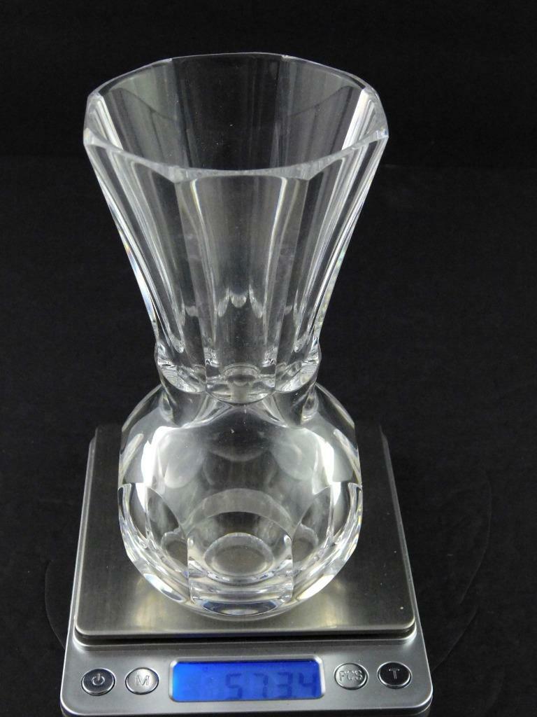 Signed Art Glass Vase Paneled Design Unknown Artist Clear Crystal