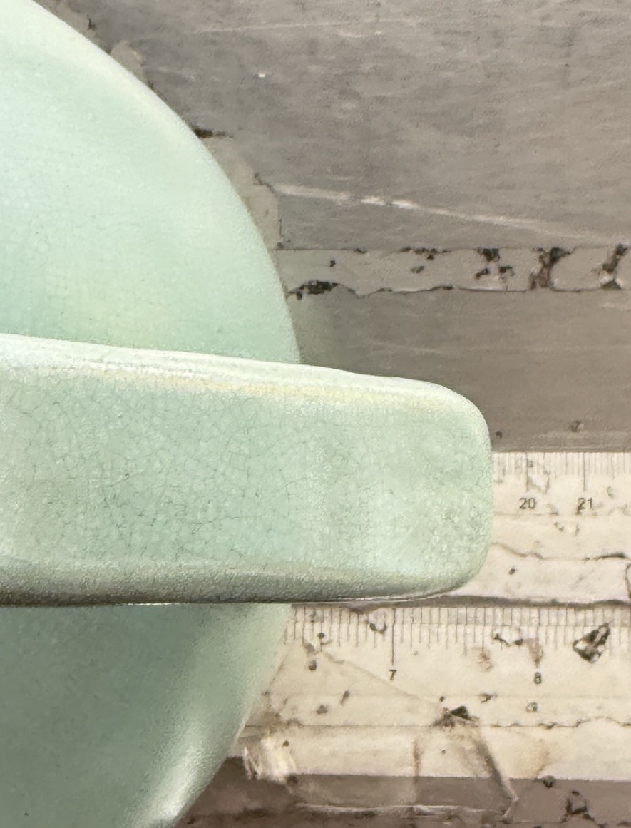 Vintage Art Deco Pottery Water Ball Pitcher Camark Teal Glazed Labels Cork 7″