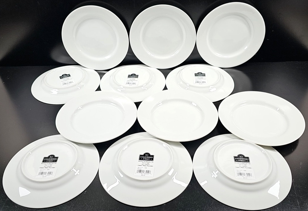 12) Ten Strawberry Street Classic White Tea Snack Appetizer Plate Set Dishes Lot