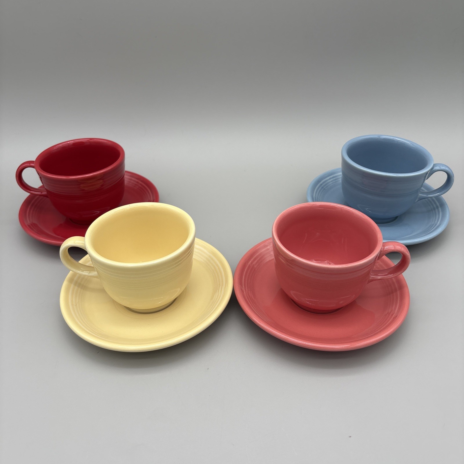 Lot of 4 Fiesta Fiestaware Cup & Saucer Sets Mismatched Rainbow Post-86 Vintage