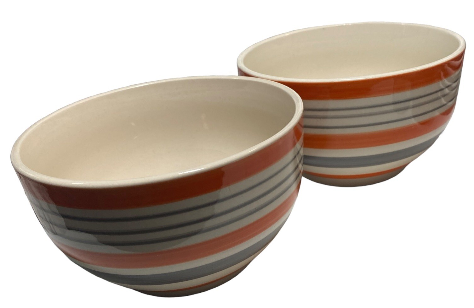 Set Of 2 Tabletops Gallery “GRAYSON” Hand Painted Orange 5 5/8″ Soup Cereal Bowl