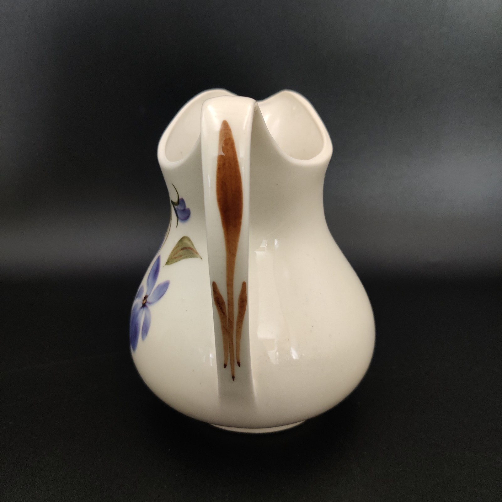Clinchfield Artware Hand Painted Ceramic Pitcher Purple Flowers Erwin, Tenn