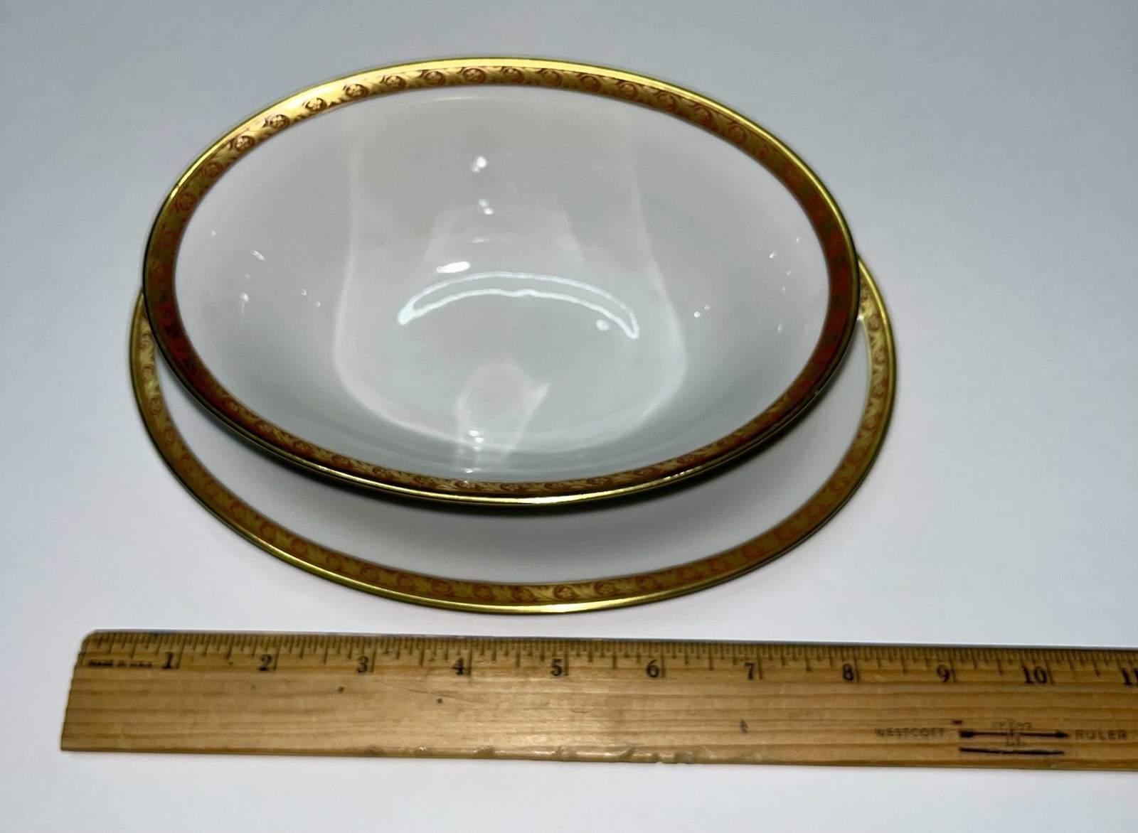 Vintage Tirschenreuth Bavaria The Windsor 8” Bowl w/Saucer White Gold Trim