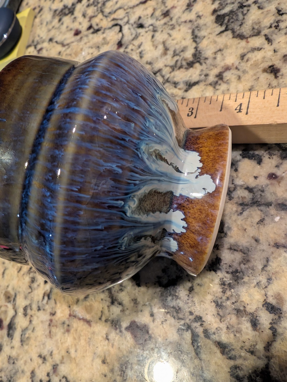 2017 Bill Campbell Pottery Cup or Bowl Dish Signed CV2017 Unique Drip Glaze