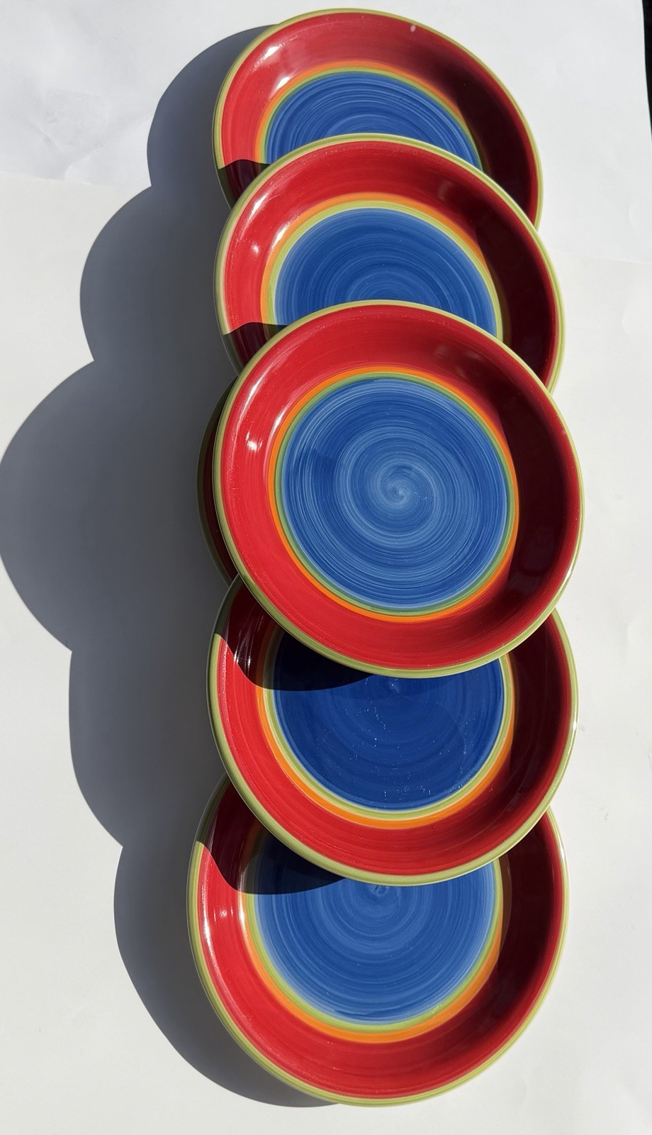 Royal Norfolk Mambo Swirl Ceramic Blue Center Dinner Plate 10 1/2” Set of 6