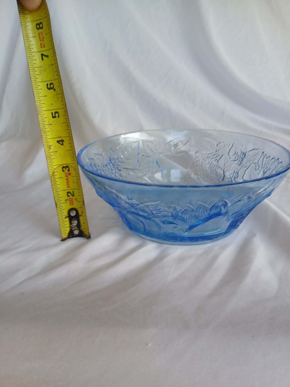 Vintage Ice Blue Bowl made by KIG Indonesia in the Della Robbia Pattern
