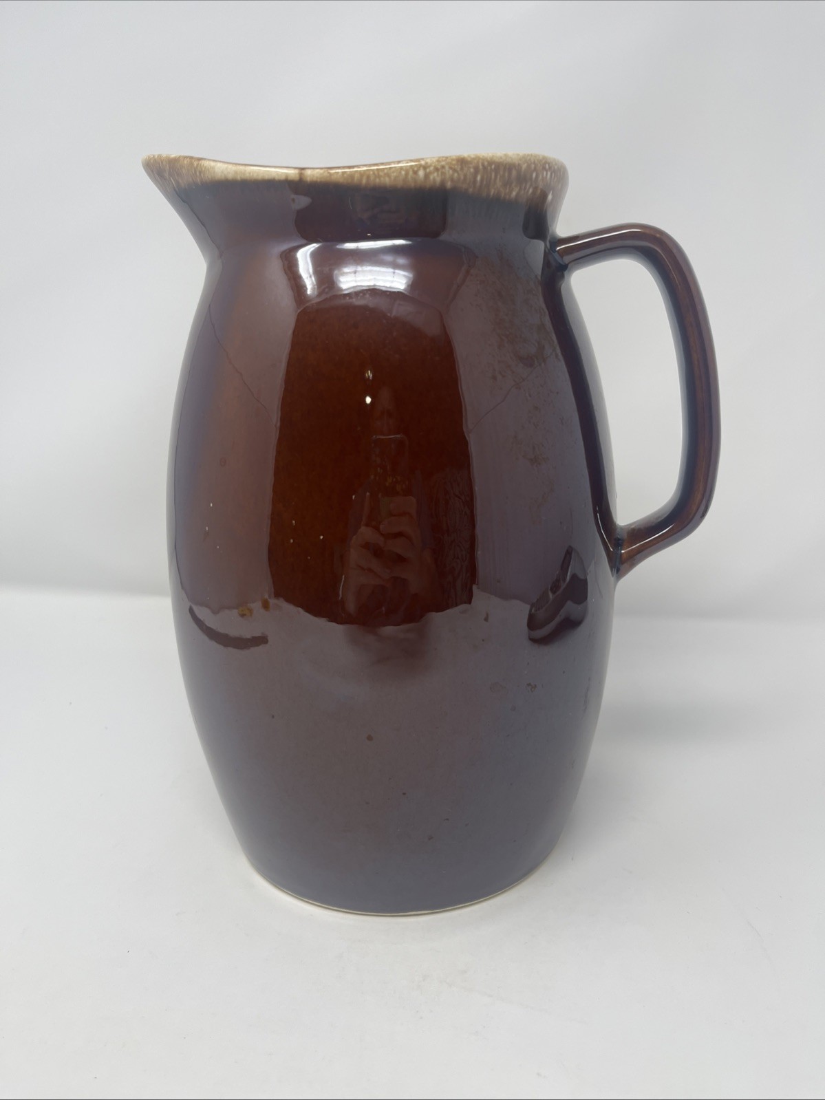 Vintage Hull Oven Proof Brown Drip Glaze Ceramic Pitcher USA Pottery 9″ MCM