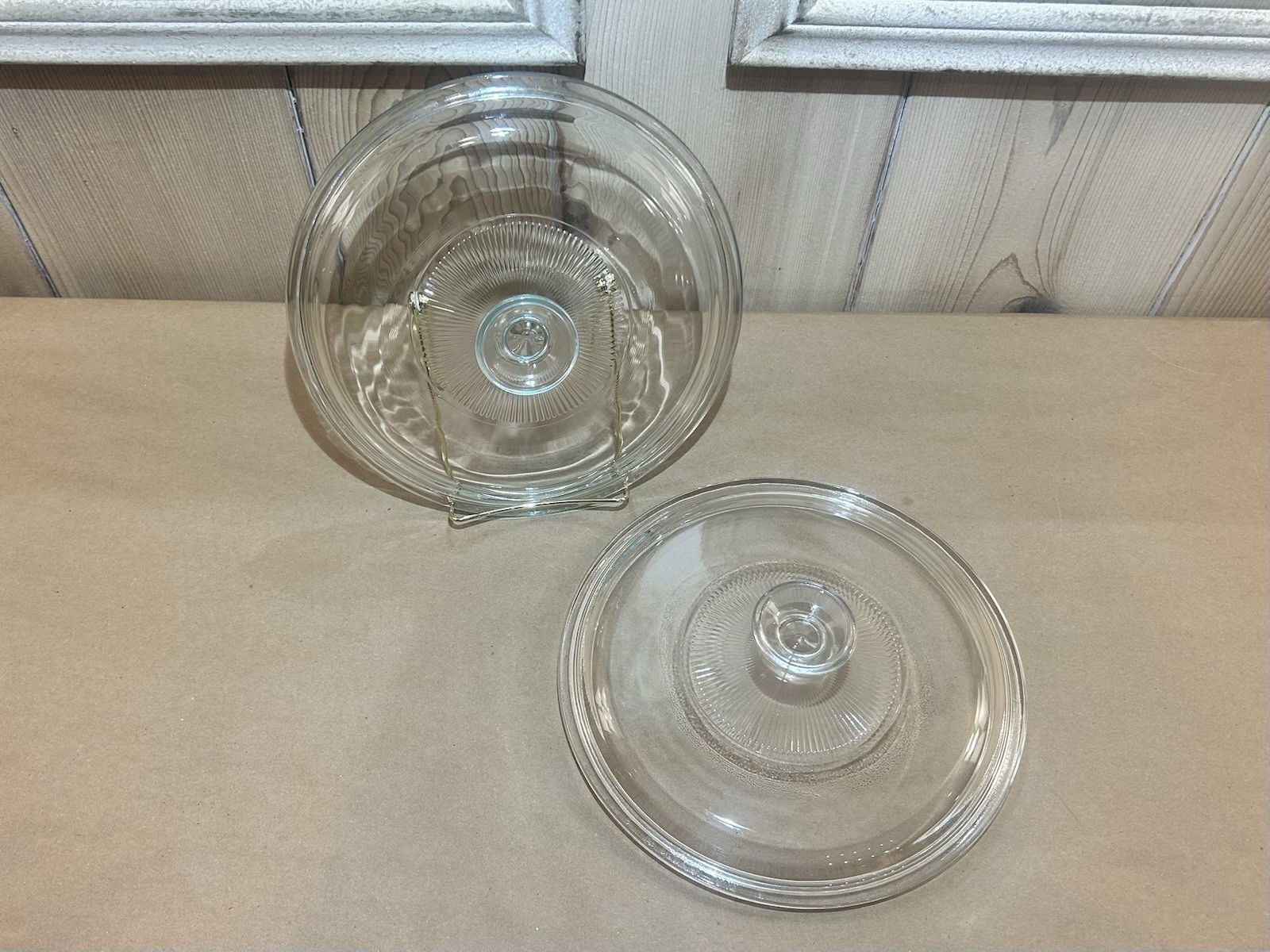 2 Vtg Pyrex G1C A Corning Ware for 2.5 QT Clear Glass Ribbed Replacement Lids