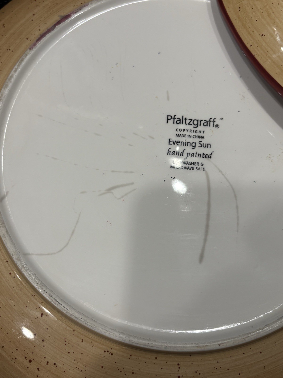 Three (3) Pfaltzgraff EVENING SUN 11 3/4” Chop Plates (Hand Painted)