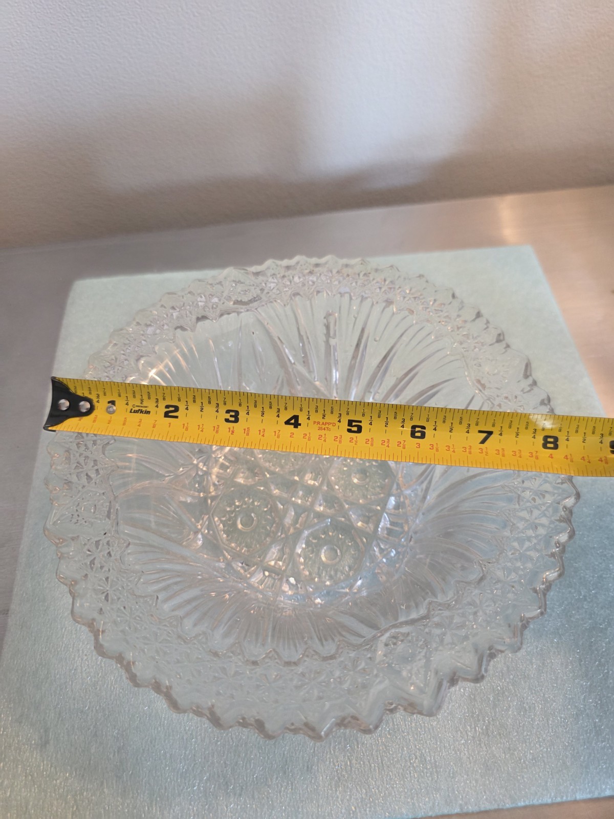 Uranium Glass Starburst Decorative Round Bowl 8 in Diameter