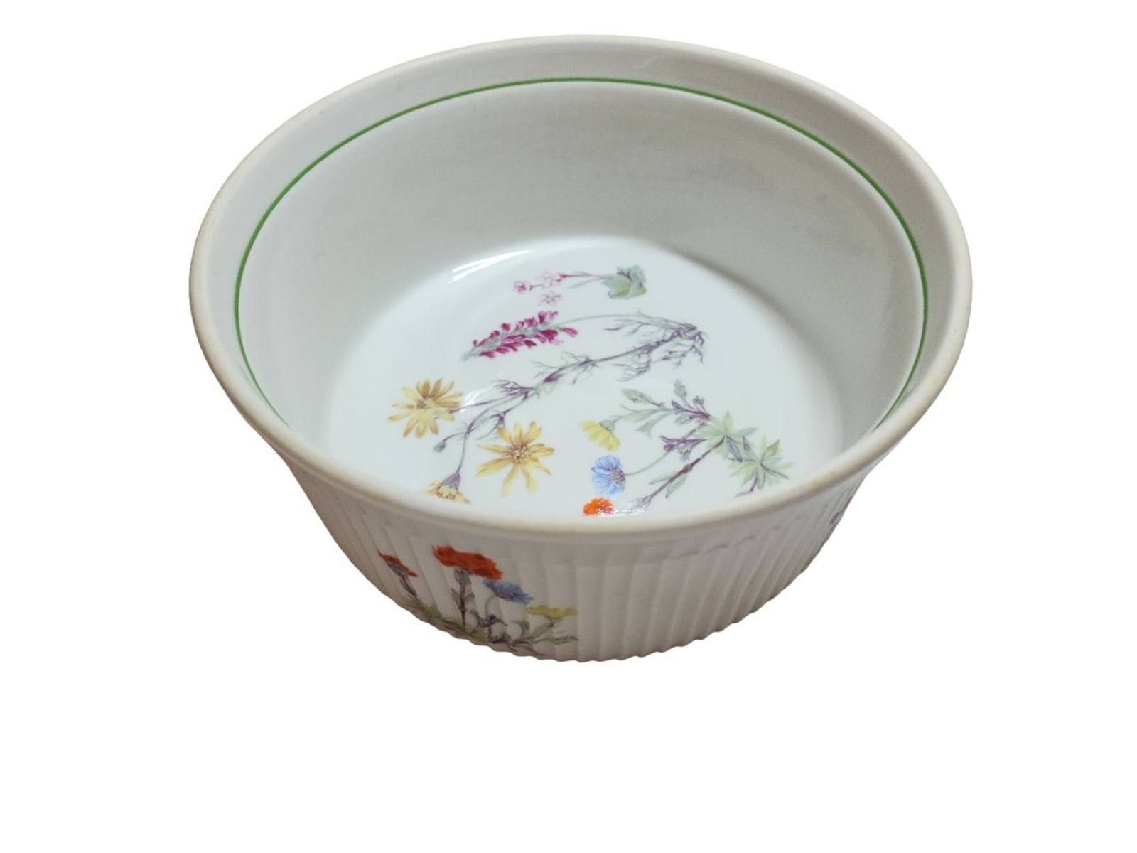 Vtg L Lourioux France Le Faune Faun Flute Mark Porcelain Baking Dish Floral 8.5″