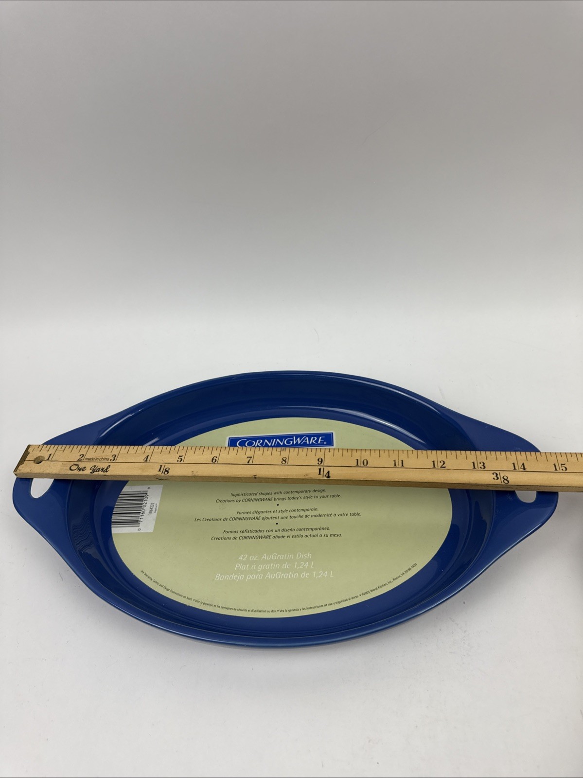 NWT NEW 1 Corning Creations SAPPHIRE BLUE Stoneware AU GRATIN Dish 42 OZ Large