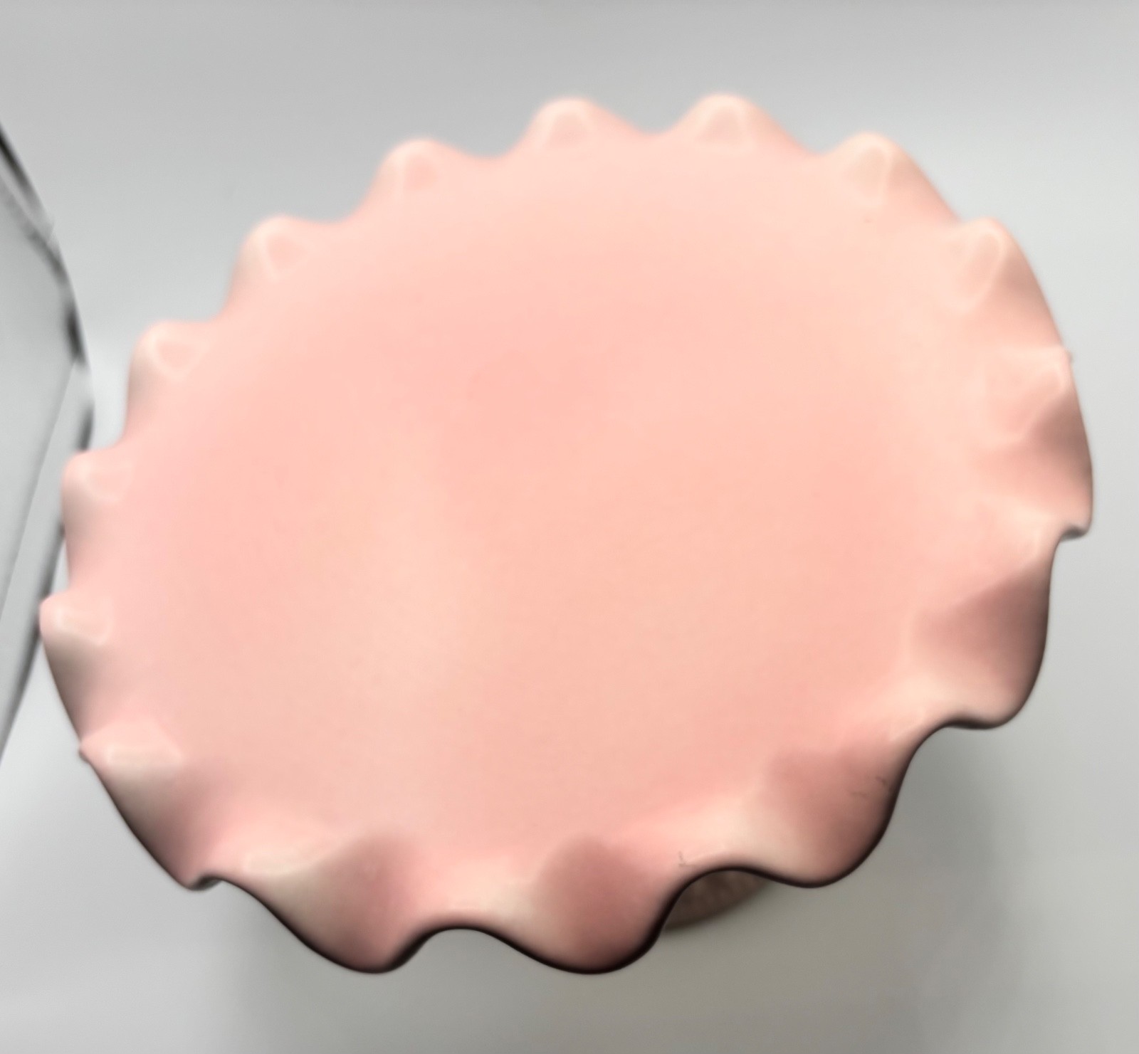 Glitterville Handmade Pink Ceramic Ruffled Pedestal Cake Stand 7.75″ x 5″