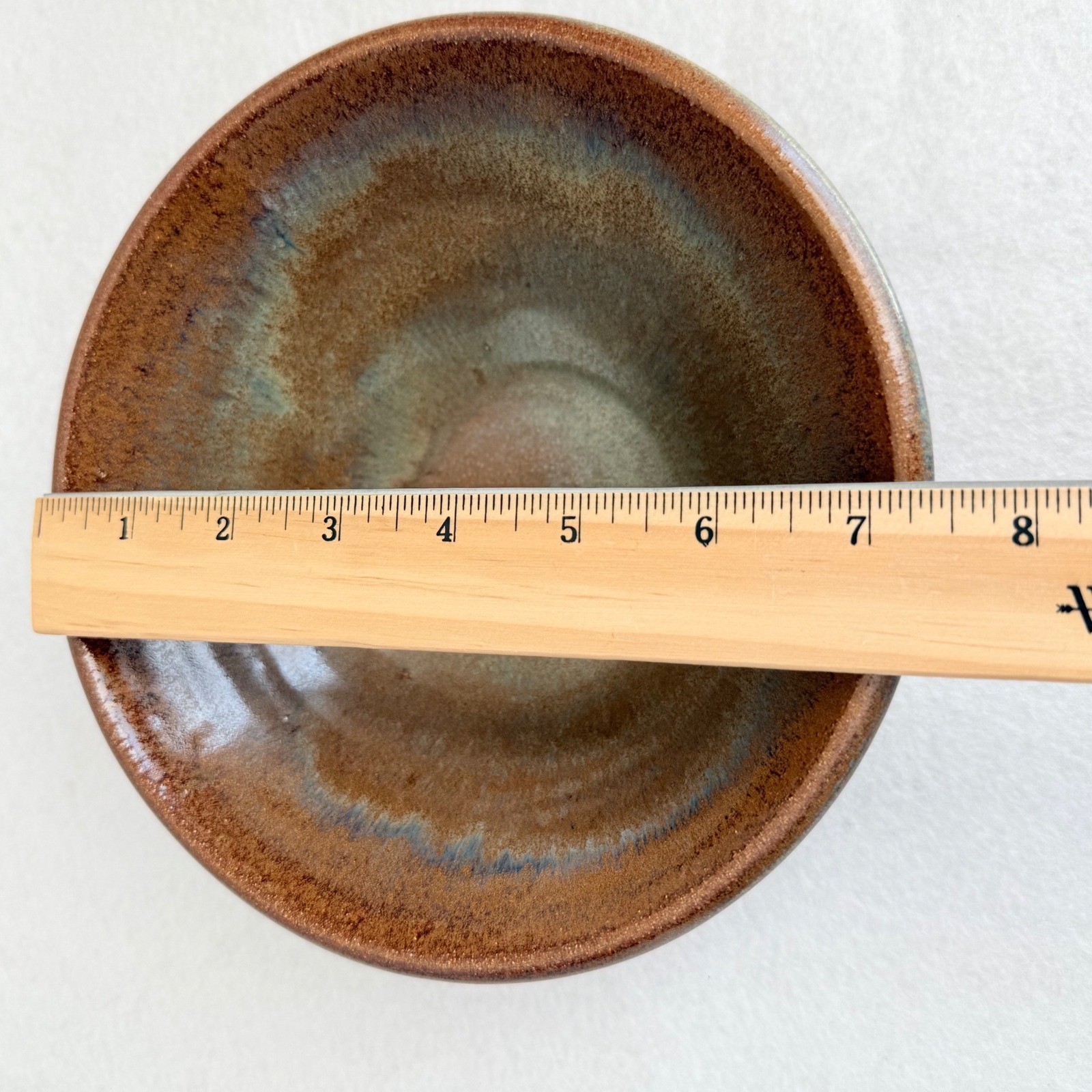 Studio Pottery Bowl Medium Brown Signed Dated Drip Glaze 7.5″ Boho Chic Artsian
