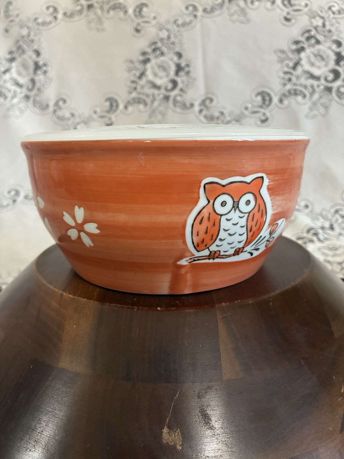 Yokohama Studio Hand Painted Orange Owl Bowl w/ Lid – Vintage Ceramic