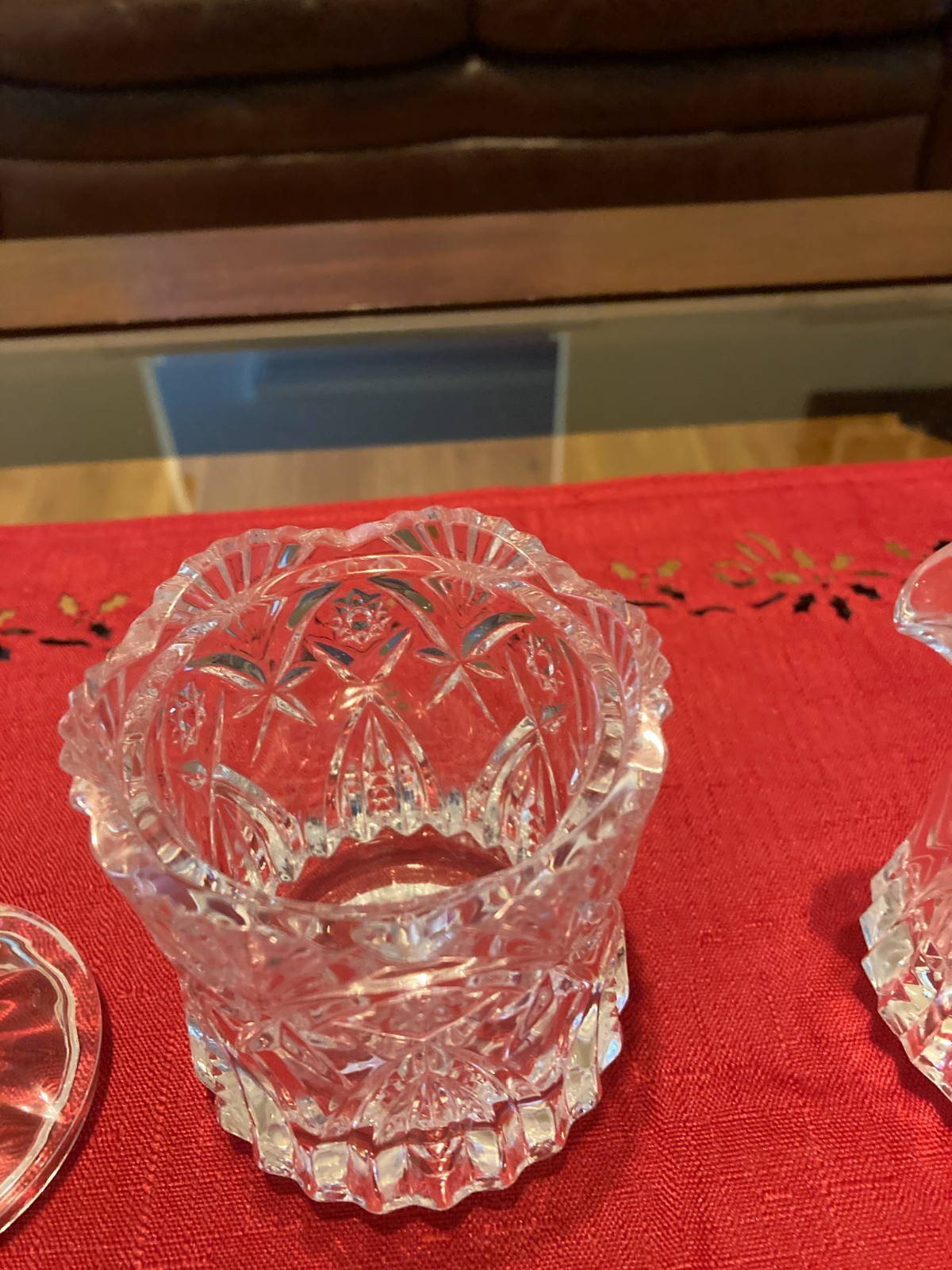 Vintage American Brilliant Cut Glass Creamer and Sugar Bowl