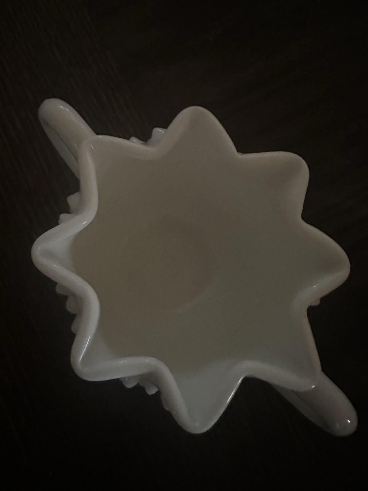 Vintage Fenton Hobnail Milk Glass Star Shape Open Sugar, Double Handled, #3906