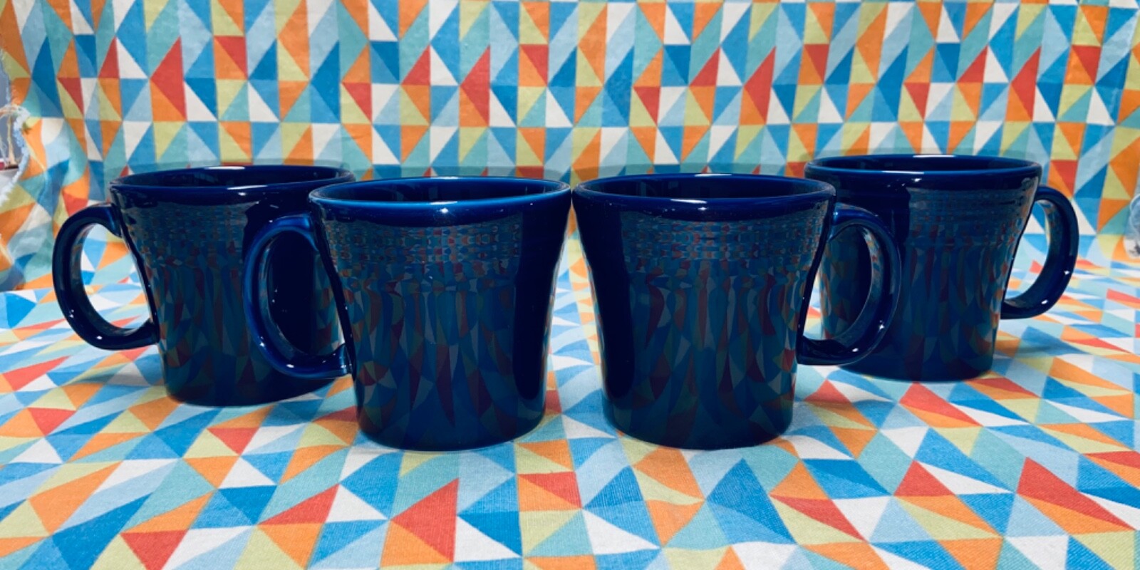 NEW set of 4 FIESTA TAPERED MUG 15 oz retired Cobalt blue FIESTAWARE Ships Free