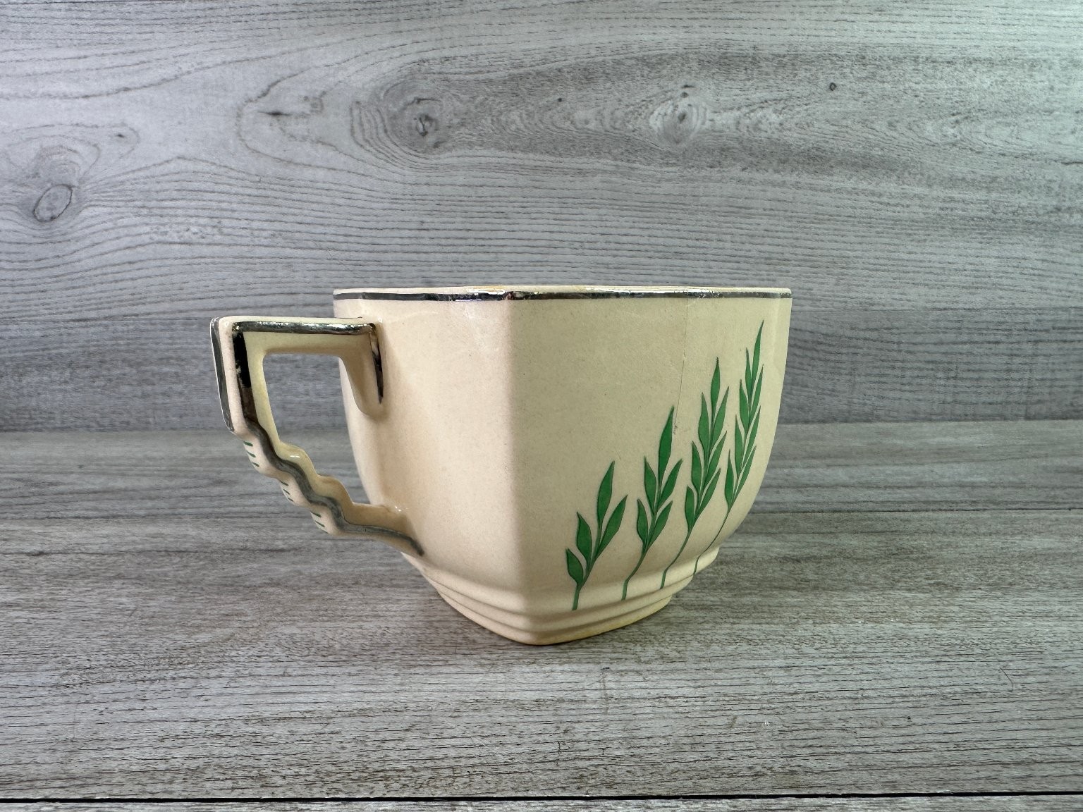 Vintage Leigh Ware by Leigh Potters Creamer Green Wheat Pattern Art Deco Style