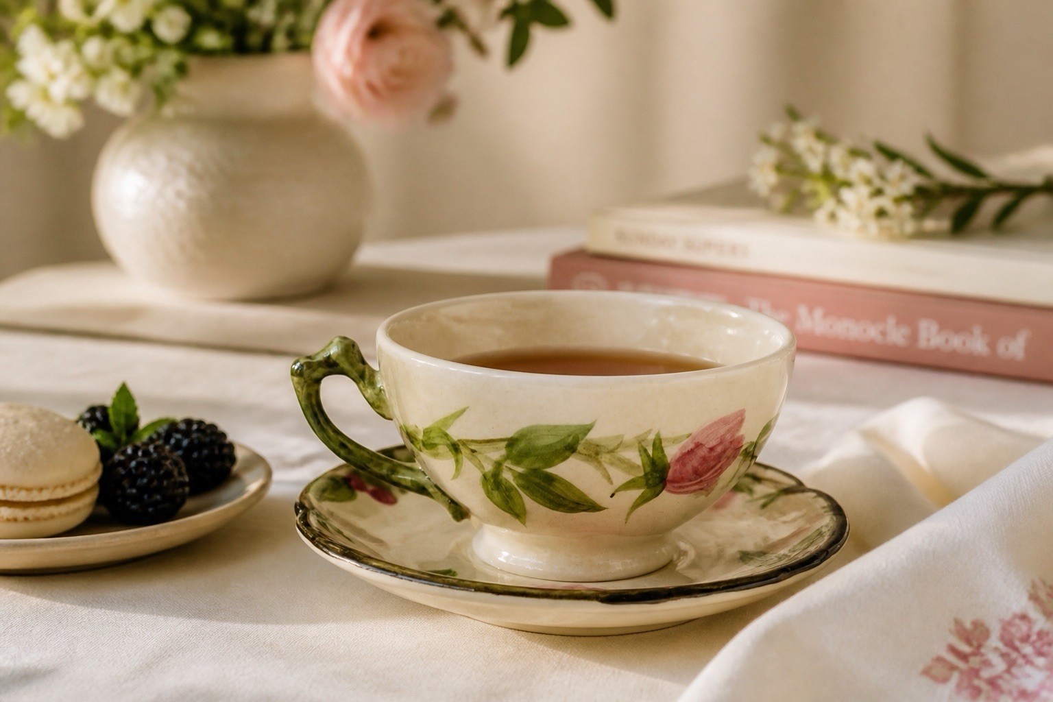 Franciscan Desert Rose Teacup & Saucer Vintage Hand Painted USA China Tea Cup