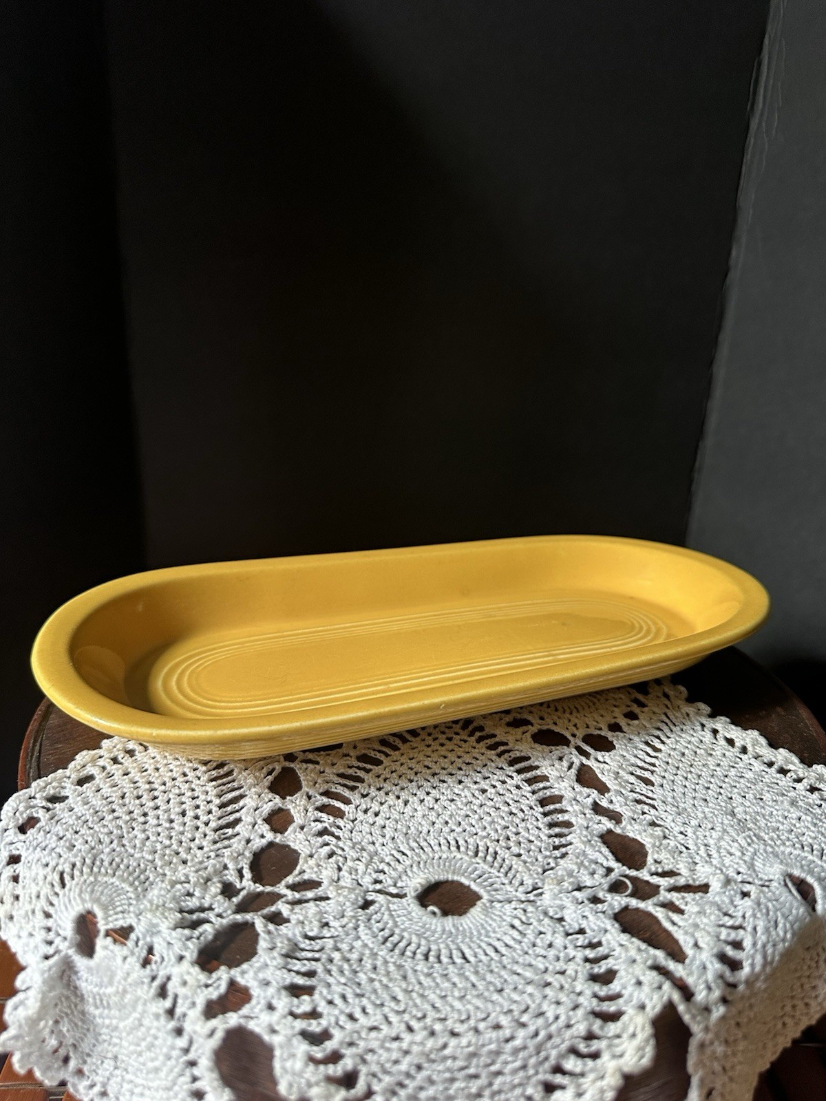 Vintage Fiesta Yellow Utility Tray Relish Tray 10 1/4″ 1936-1946