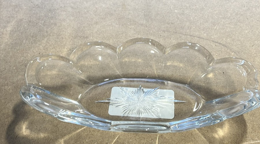 Vintage Glass Scalloped Relish Dish Starburst Divided Tray Candy Nut Server