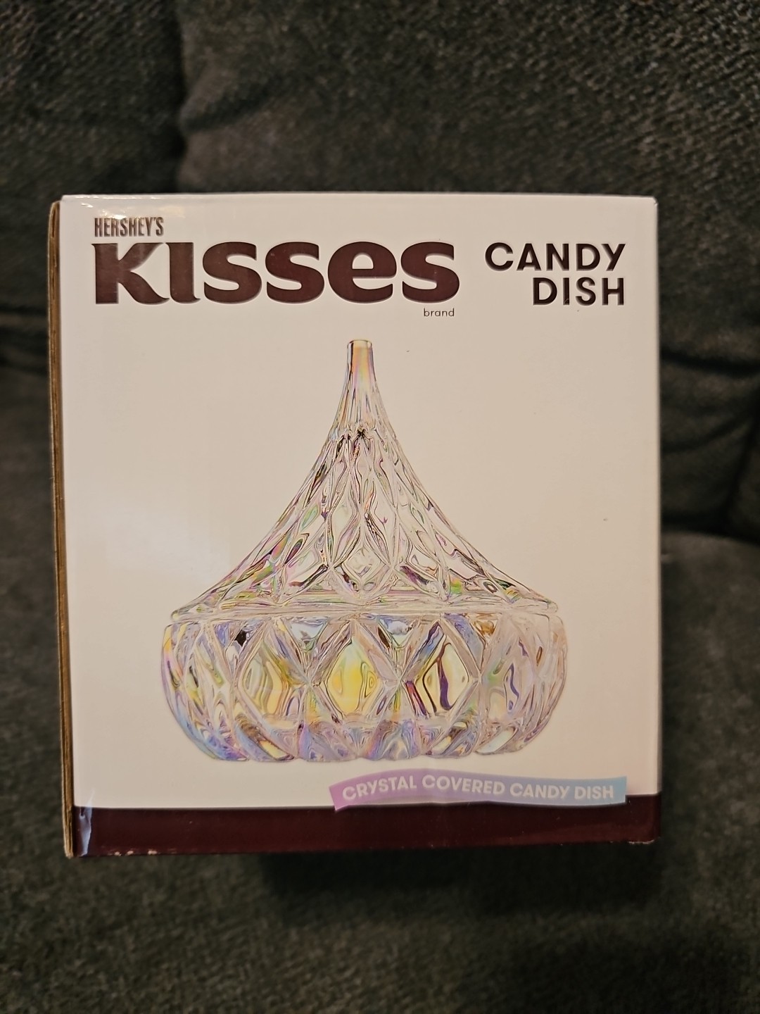 Hershey’s Kisses prism iridescent Crystal COVERED CANDY DISH New Goddingers
