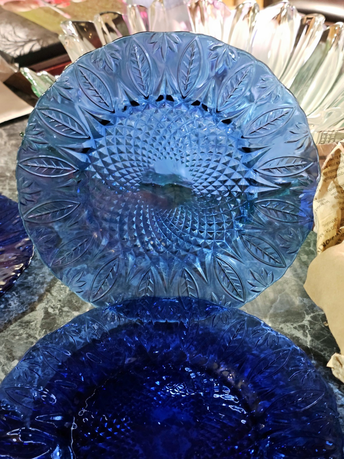 Avon Royal Sapphire Cobalt Blue Glass Set of 8 Salad/Dessert Plates 7.75in