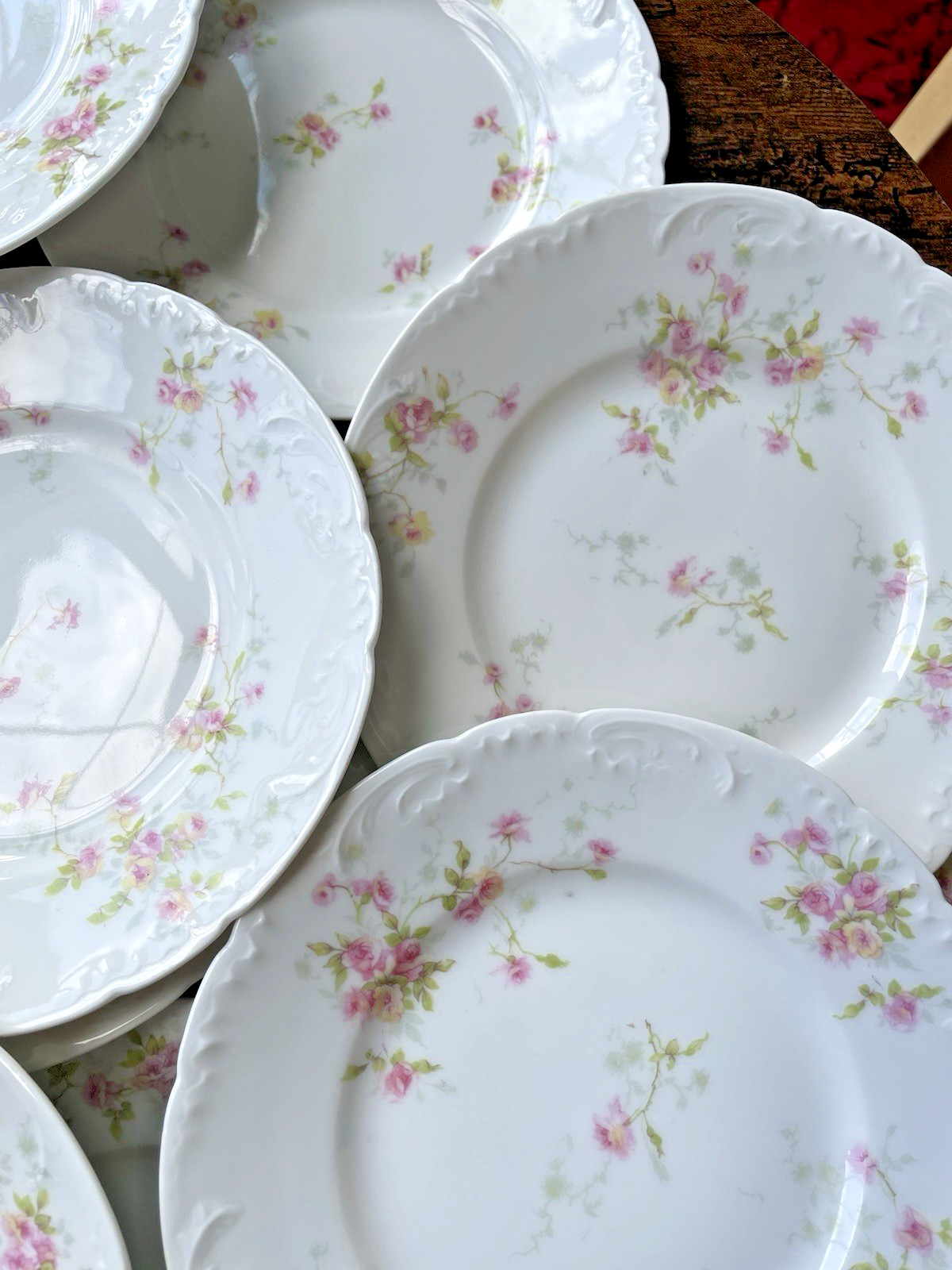 12 DESSERT PLATES Schleiger 150-5 Theodore Haviland Limoges Set Antique Floral