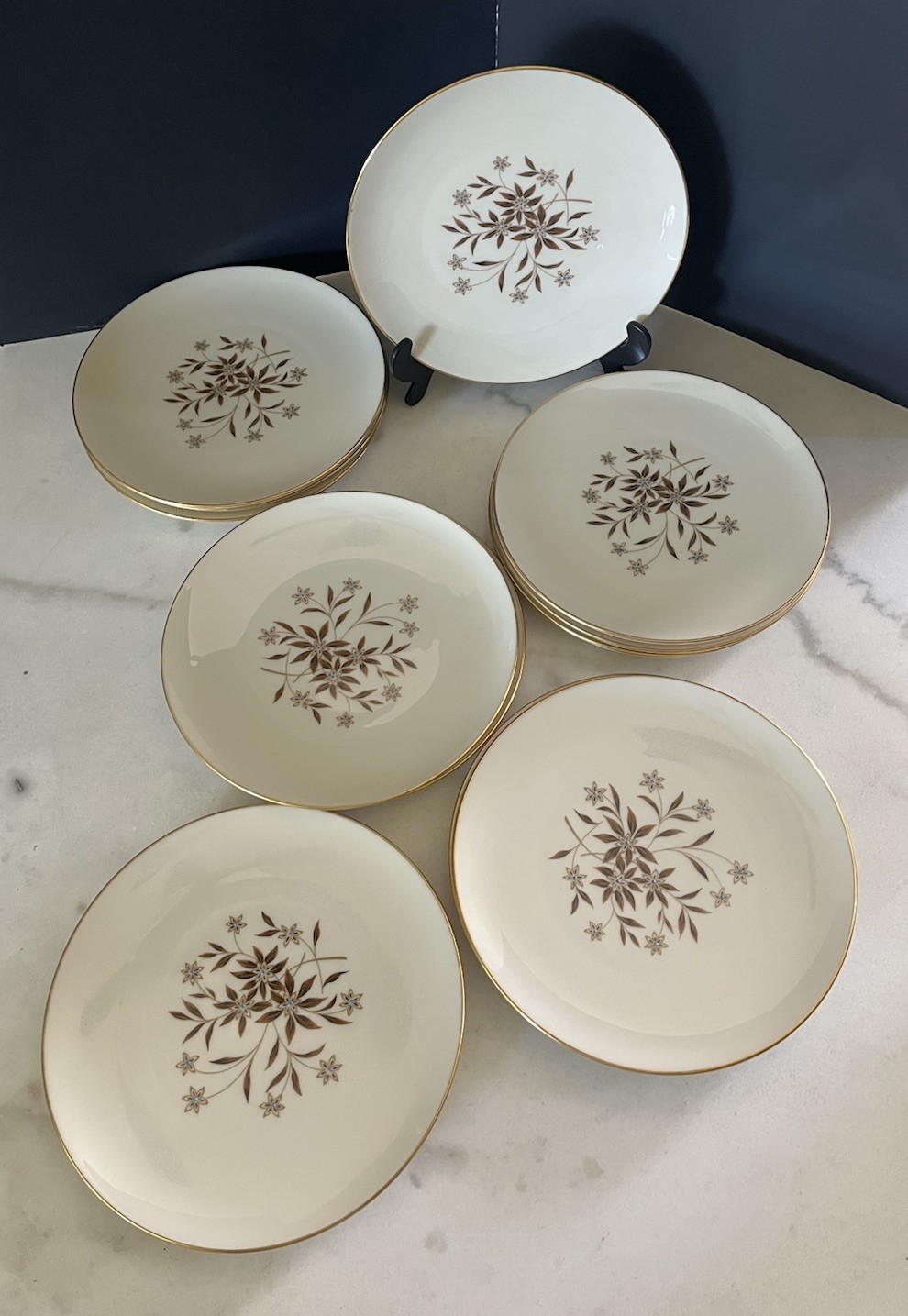 12 Lenox Starlight Salad Plate Set Vintage Flower Elegant Dining Dishes Retro