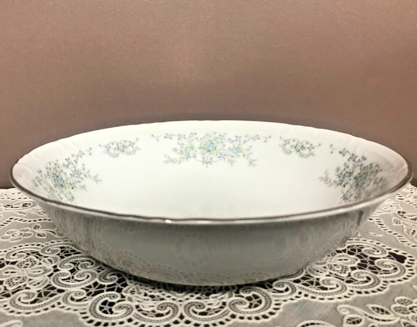 Vintage Theresa Pattern with Platinum Trim by NORLEANS Serving Bowl