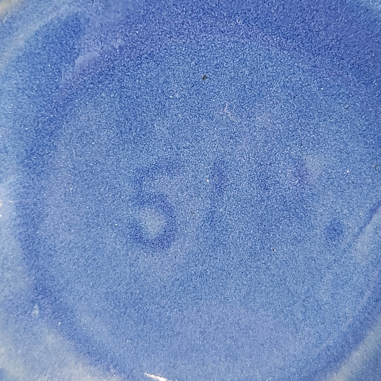 Antique Yellow Ware Cobalt Blue Dough Mixing Bowl w/ Beehive Sides 5” Wide USA