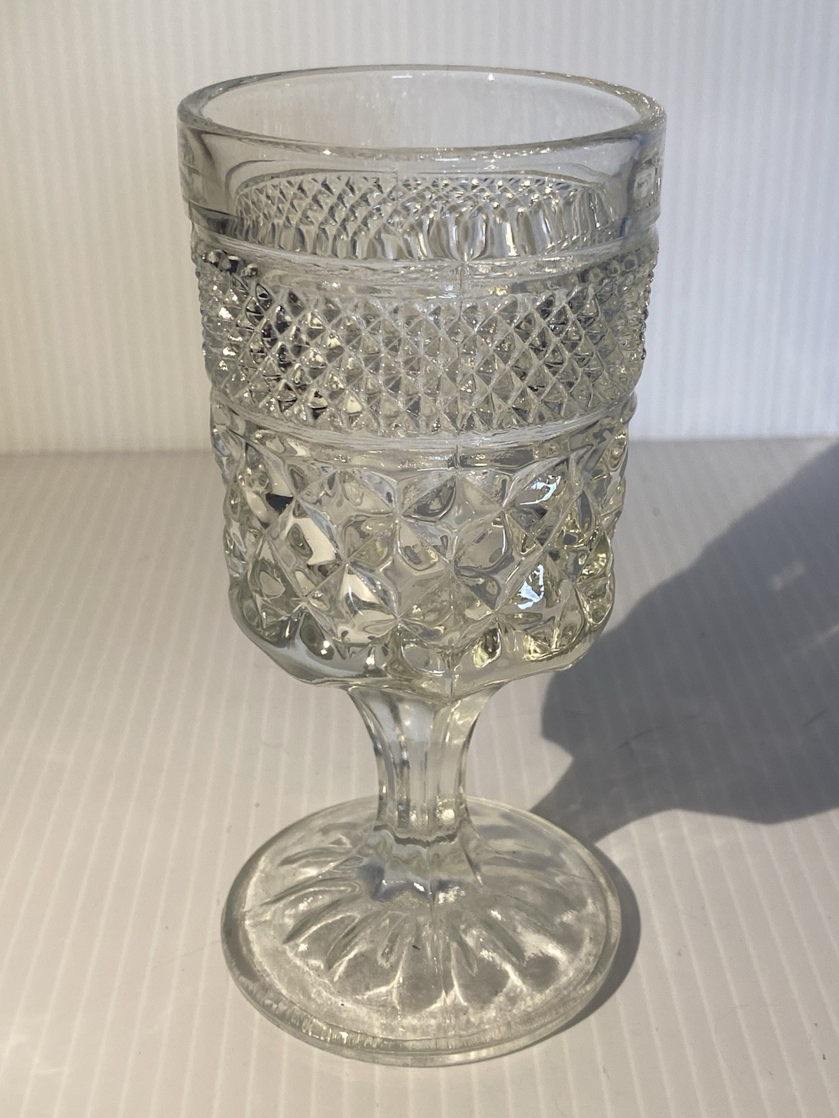 Wexford Anchor Hocking Goblets Set of 6 Diamond Cut 5 1/2 Inches Wine Stemware