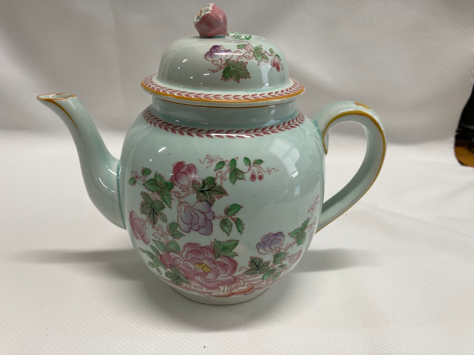Vintage Calyx Ware Metz Pattern 6.5 in Teapot with Lid Ironstone Adams England