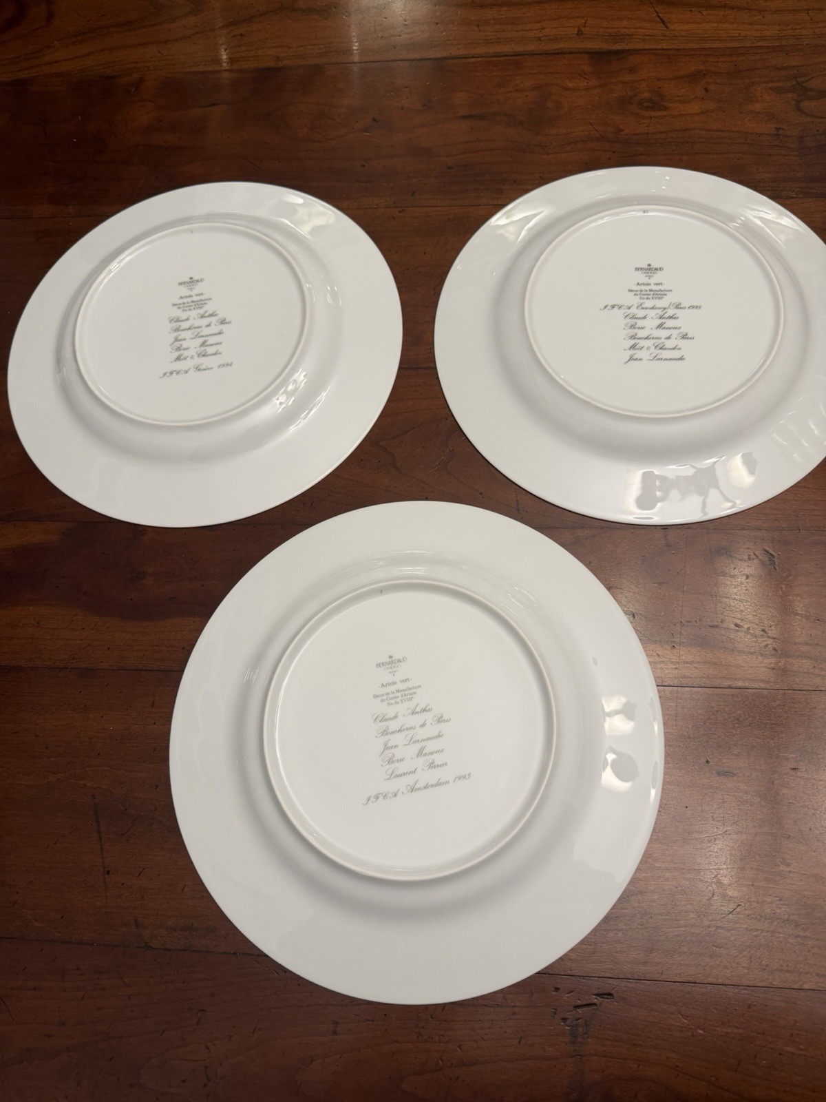 Rare Bernardaud Limoges Artois Vert Chronological Plate Set 1993-1995 Boxed Moet