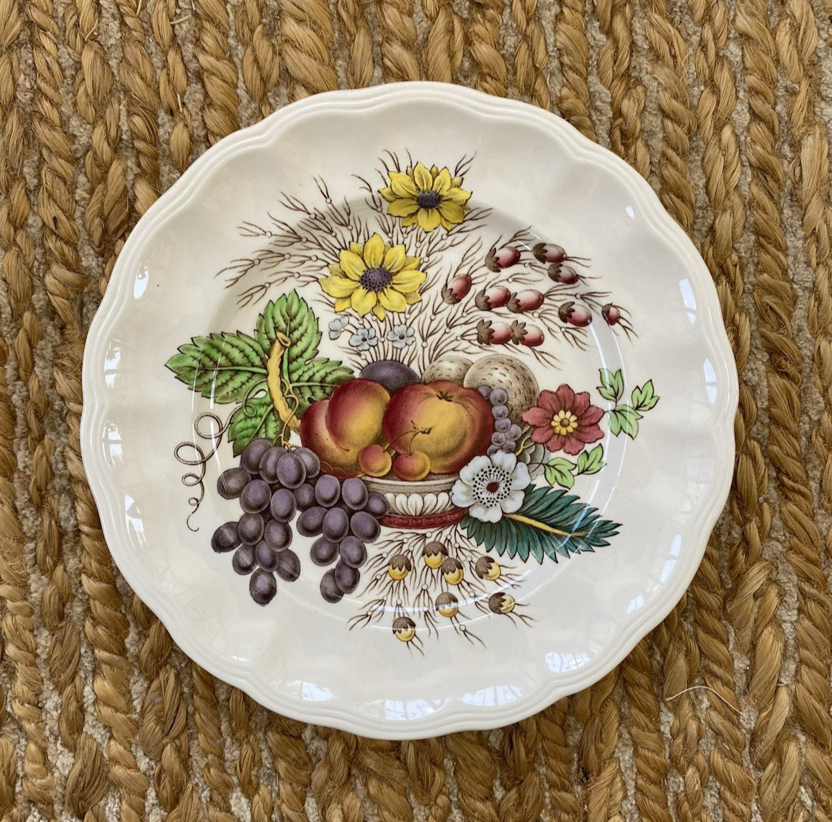 Vtg Spode Copeland England Reynolds 2188 Fruit & Flowers 7 7/8″ Plates Set of 4