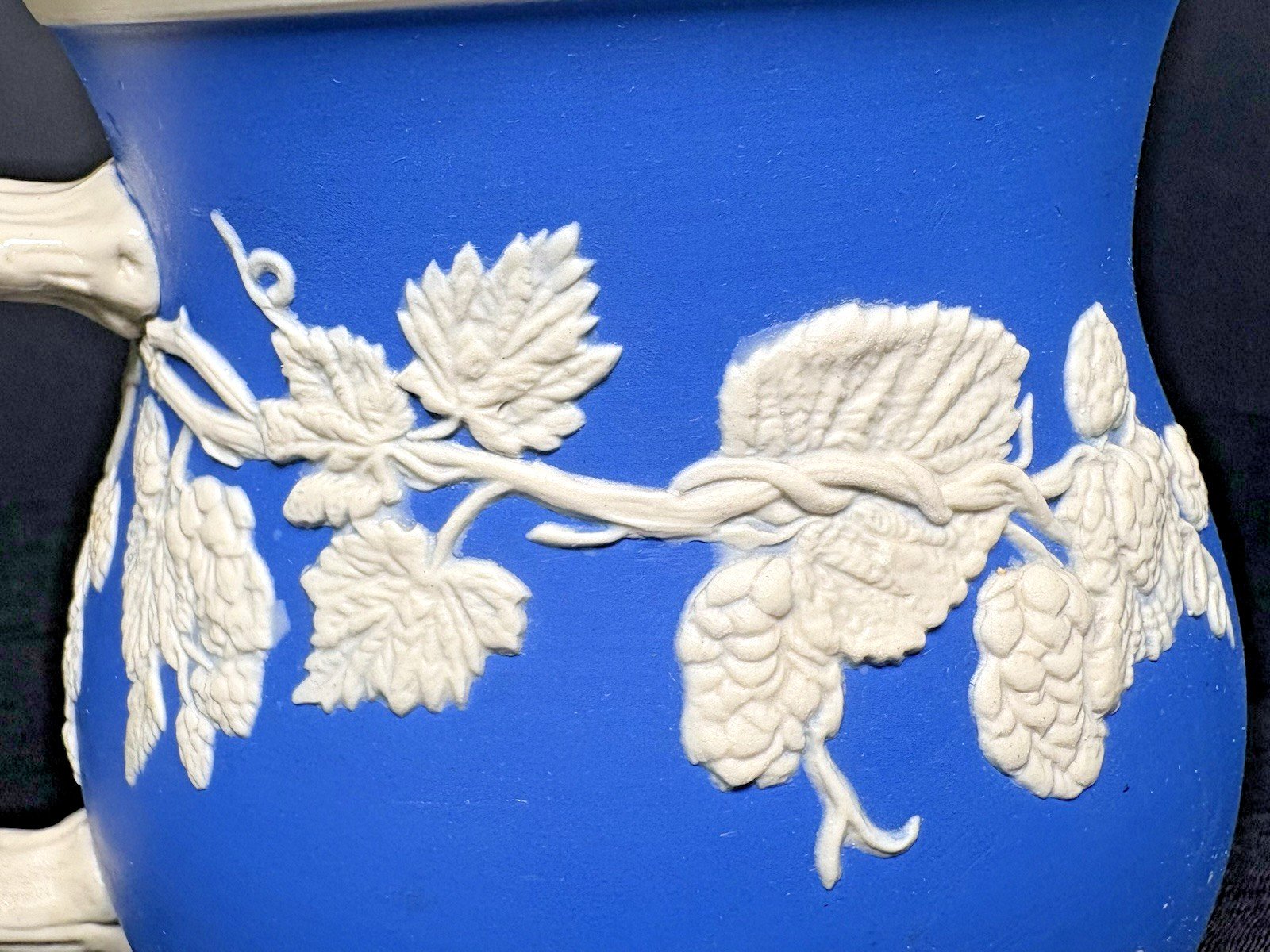 Antique Copeland Spode Pitcher-Parian Style Relief-Vines-Branch Handle-Tavern-EC