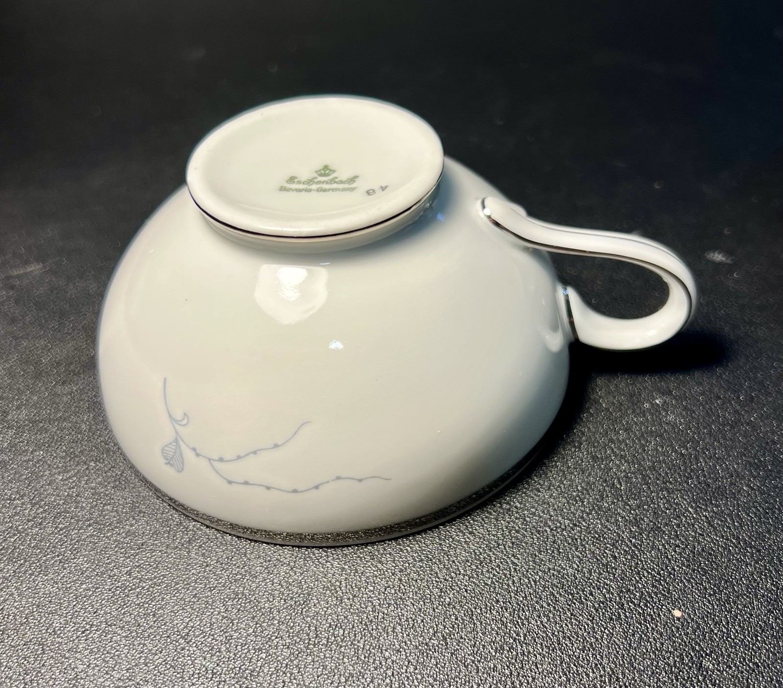 Eschenbach Bavaria 1960s Set Of 7 Teacups Silver Arbor Baronet China, 4×2”