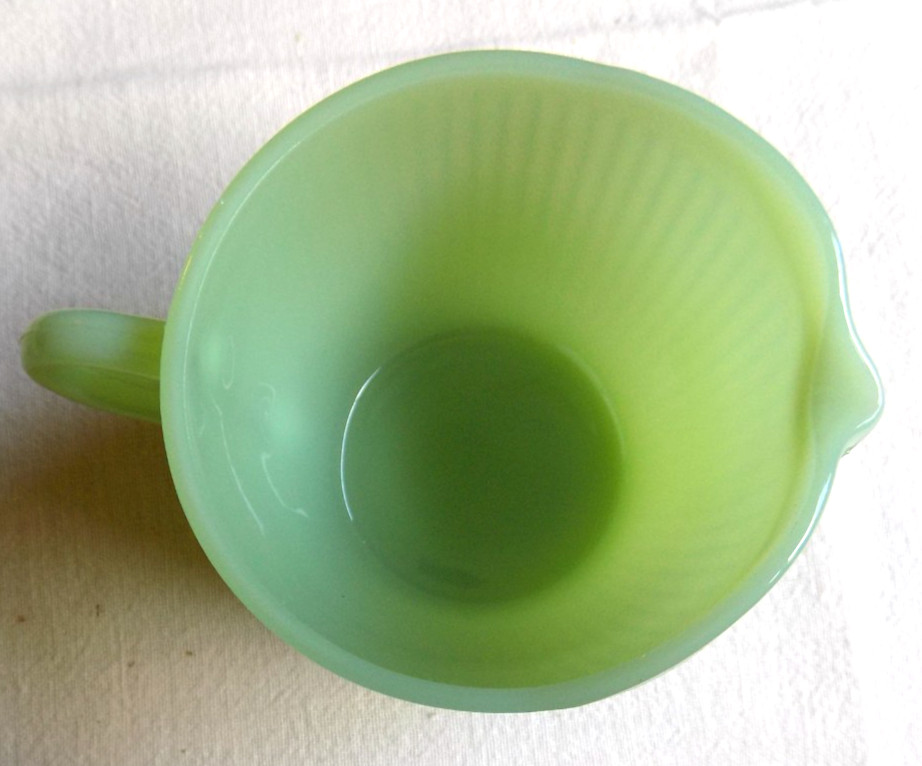 Vintage Fire King Jadeite Green Glass Creamer & Cup and Saucer Jadite