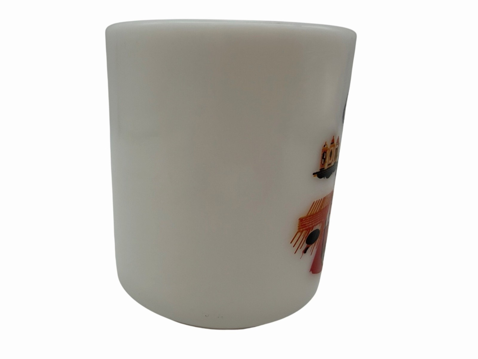 Vintage Hazel Atlas Chef Milk Glass Coffee Mug Red Black Kitchen MCM 1950s