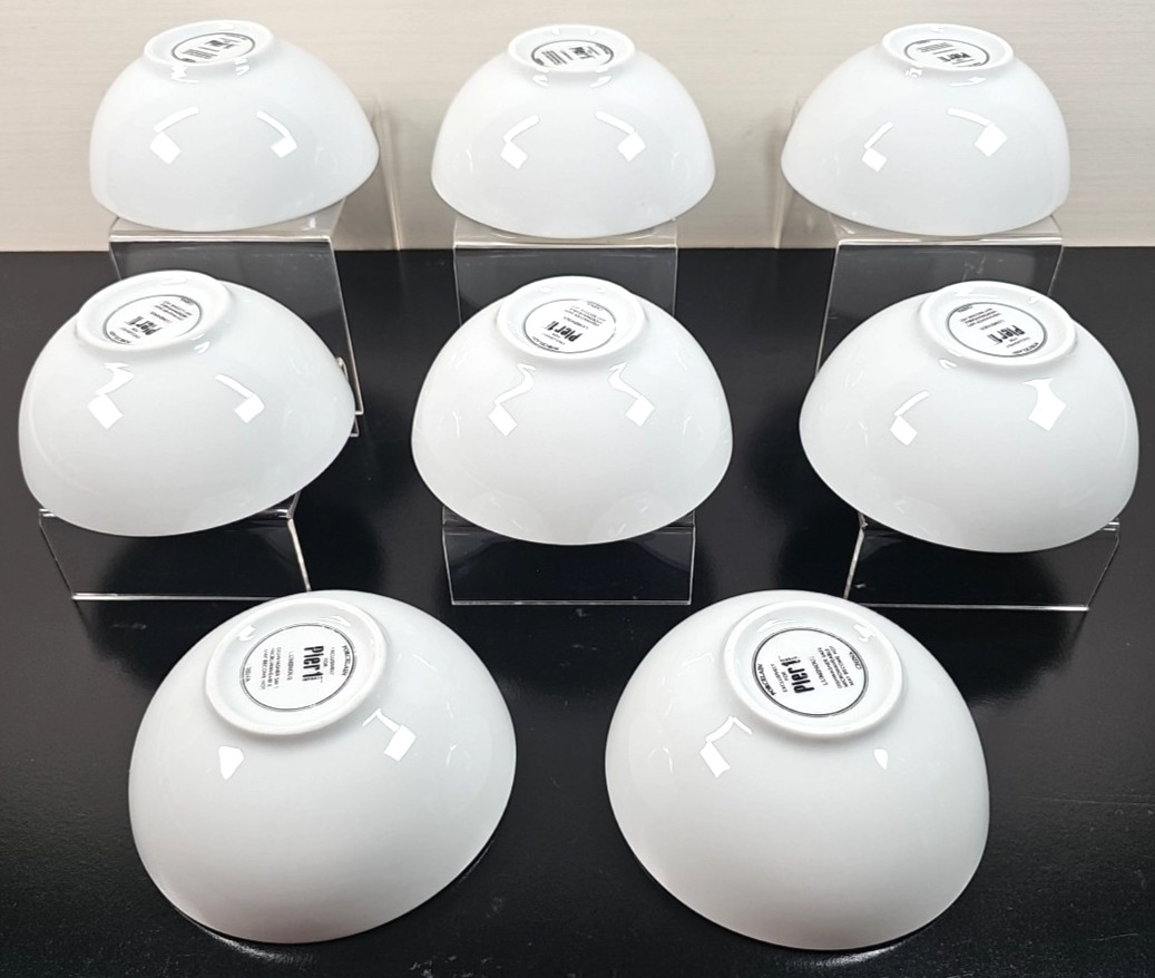 8) Pier 1 Luminous White Individual Dip Bowls Set Small Round Serving Dishes Lot