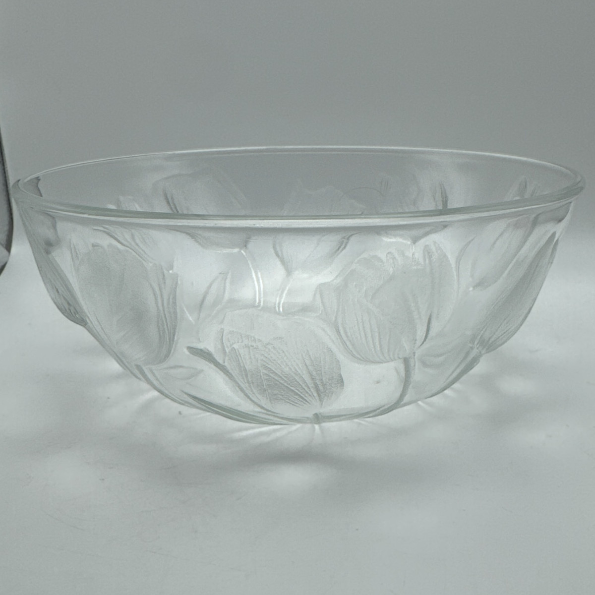 Teleflora Clear Textured Glass Tulip Flower Bowl Vintage Approximately 7.25″