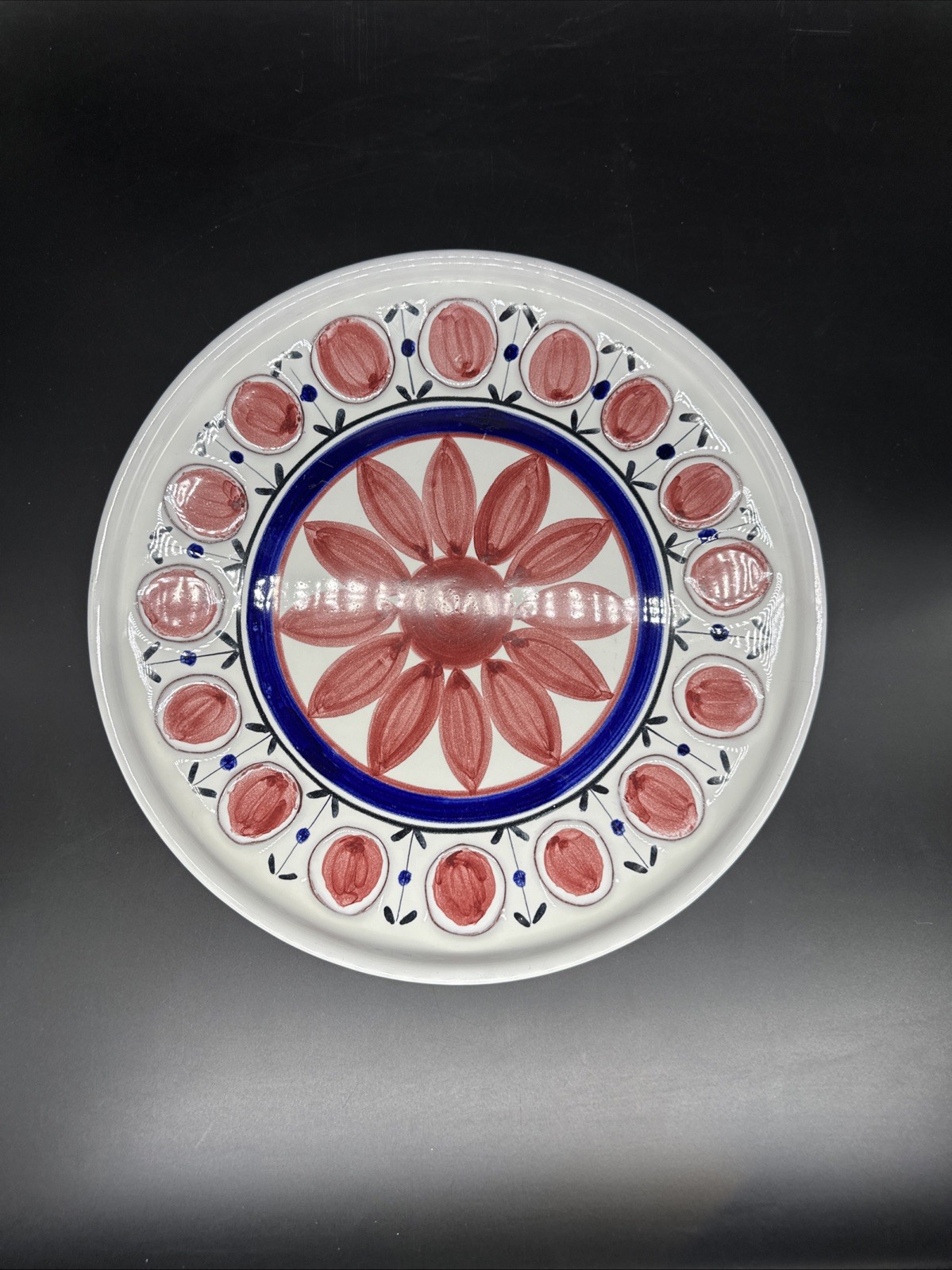 Scandinavian Norway Art Pottery Platter Pink Flowers 311/488 Graveren Norsk 12″