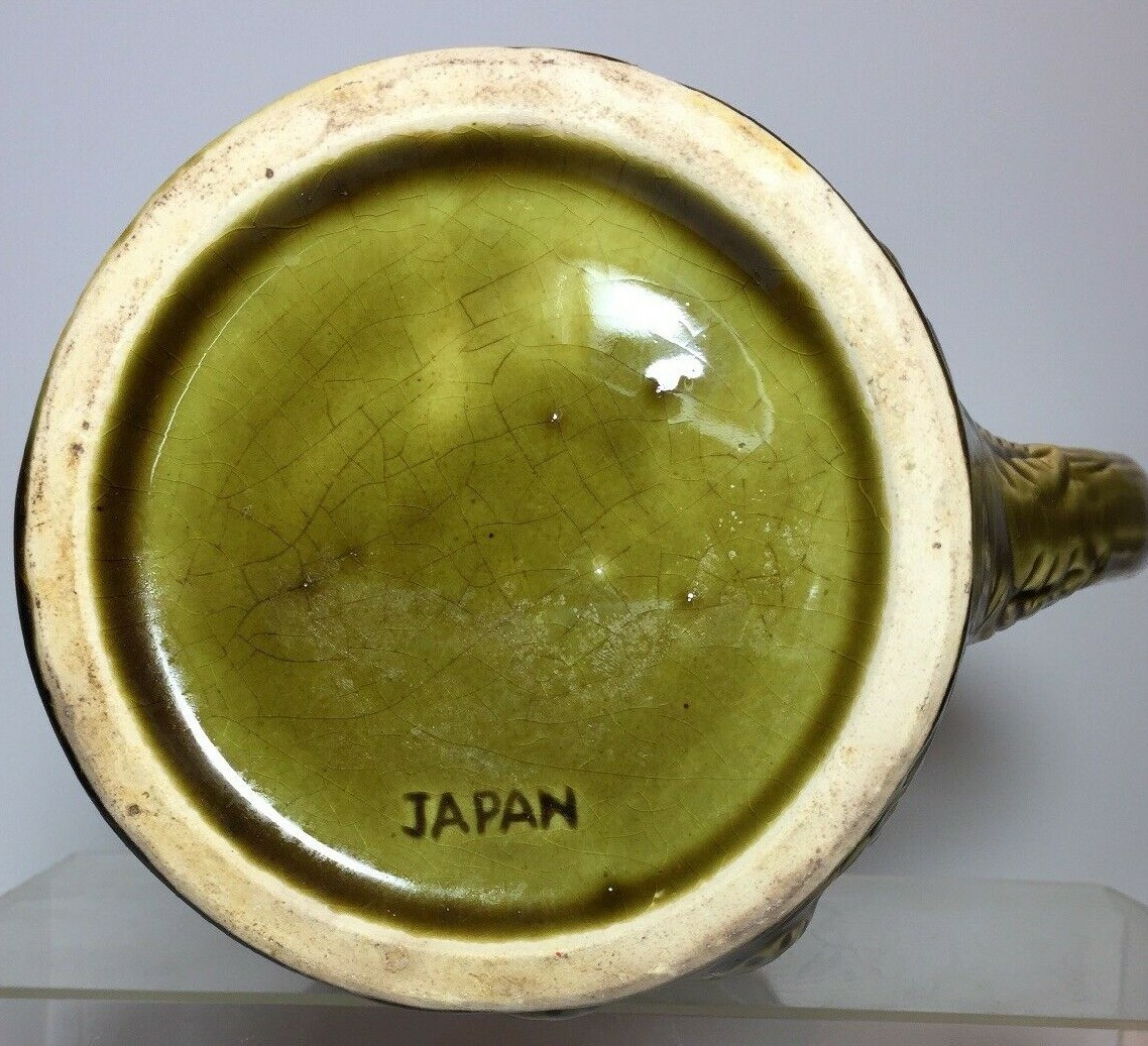 Vintage Ceramic Pitcher With Fruit and Leaves Japan Made, Cottagecore 7 inch